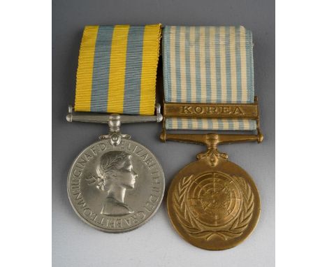 British Korea Medal and UN Korea Medal mounted on a bar with original ribbons to 22377852 Cpl. A Johnson, Royal Army Medical 