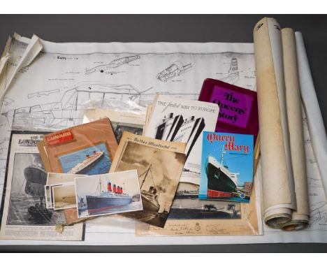Nautical Interest: a box of printed ephemera relating to cruise liners, shipping disasters, postcards, Ordnance Survey maps, 
