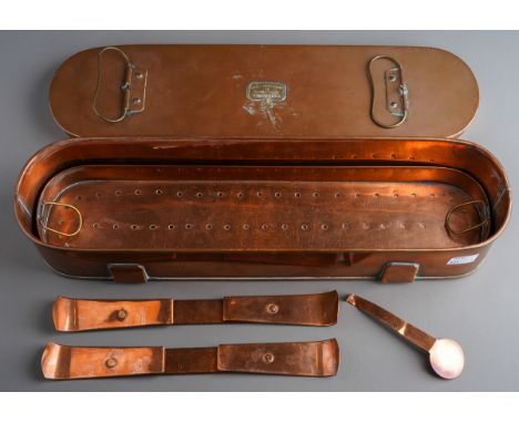 Large copper medical box by Medical Supply assoc, 12 Teviot Place, Edinburgh ( Label to top) together with some copper medica