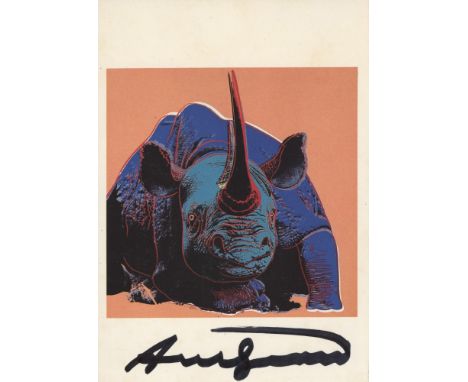 Andy Warhol (American, 1928 - 1987). "Black Rhinoceros [announcement]". Color offset lithograph. 1983. Signed in black marker