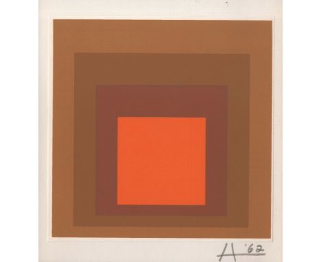 Josef Albers (German/American, 1888 - 1976). "Occupied: Homage to the Square [miniature edition]". Original color silkscreen.