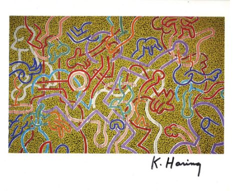 Keith Haring (American, 1958 - 1990). "Yellow Forms [Untitled 1984]". Color offset lithograph. 1984. Printed 1985. Signed by 