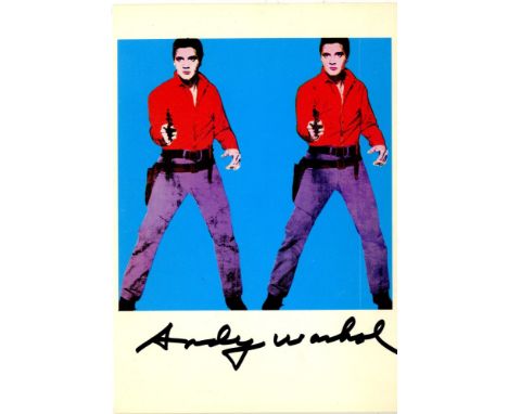Andy Warhol (American, 1928 - 1987). "Elvis I [postcard edition]". Color offset lithograph. 1964. Printed 1981. Signed in bla