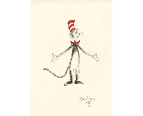 Theodor Seuss Geisel [Dr. Seuss] (American, 1904-1991). "The Cat in the Hat". Watercolor and ink on paper. 1970s. Signed lowe