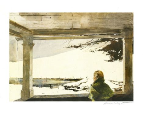 Andrew Wyeth (American, 1917-2009). "Study for Easter Sunday [Helga]". Color offset lithograph. 1975. Printed 1987. Signed in