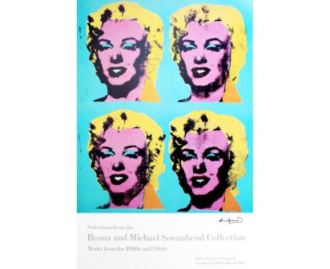 Andy Warhol (American, 1928 - 1987). "Four Marilyns". Color offset lithograph poster. 1985. Signed in black marker, lower rig