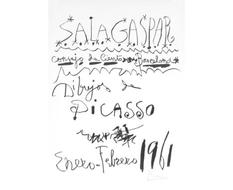 Pablo Picasso (Spanish, 1881 - 1973). "Dibujos de Picasso - Barcelona [Sala Gaspar]". Original lithograph. 1961. Signed in pe