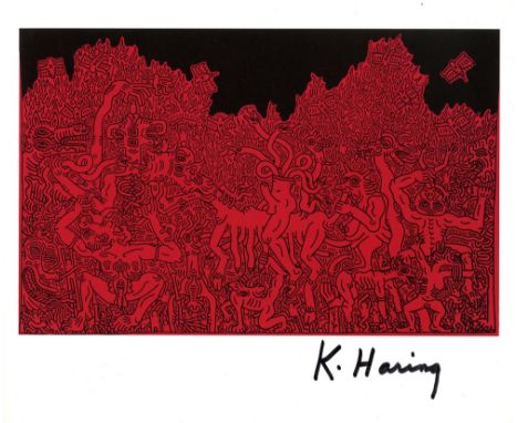 Keith Haring (American, 1958 - 1990). "Black and Red [Untitled 1983]". Color offset lithograph. 1983. Printed 1985. Signed by