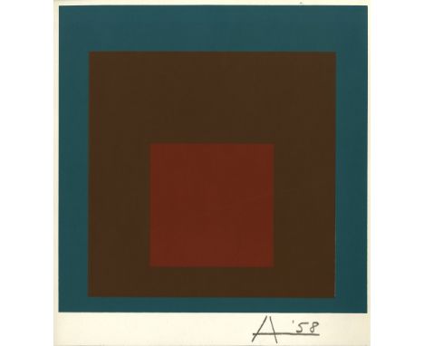 Josef Albers (German/American, 1888 - 1976). "At Night: Homage to the Square [miniature edition]". Original color silkscreen.