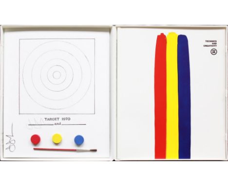 Jasper Johns (American, b.1930). "Technics and Creativity II - Target 1970". Color offset lithograph. 1970. Signed in pencil,