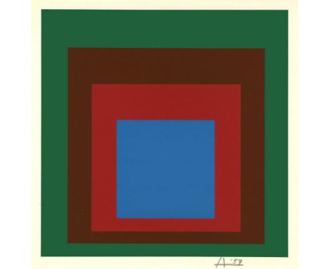 Josef Albers (German/American, 1888 - 1976). "Protected Blue: Homage to the Square [miniature edition]". Original color silks