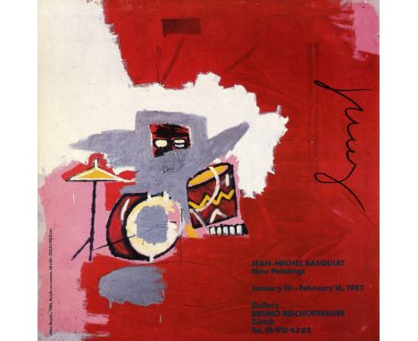 Jean-Michel Basquiat (American, 1960-1988). "Max Roach [handbill]". Color offset lithograph. 1984. Printed 1985. Signed in bl