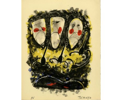 Rufino Tamayo (Mexican, 1899 - 1991). "Tres Mascaras y Tres Alacranes". Color lithograph. 1952. Signed in pencil, lower right
