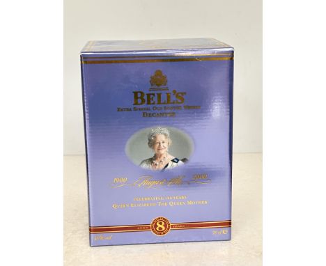 Bells extra special old scotch whisky decanter 100 years Queen Elizabeth The queen mother 70 cl boxed & unopened