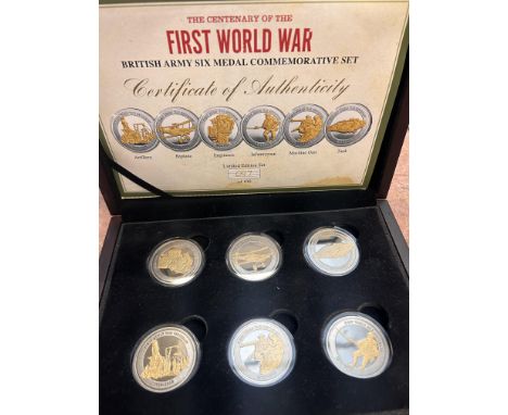 Centenary of the first world war British army 6 medal commemorative set with coa 