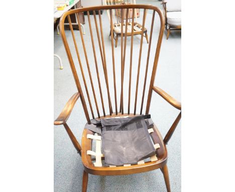 Ercol high back armchair spindle back (photographed without cushions)