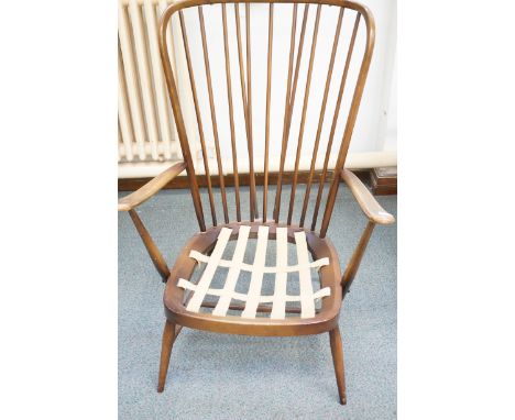Ercol high back armchair spindle back (photographed without cushions)