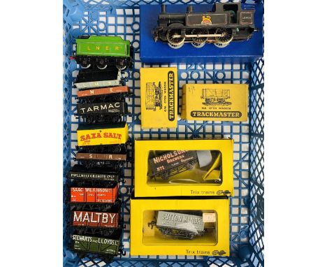 13x OO Gauge Assorted Freight Wagons, Most of Kit Built & Trix - 1x Kit LNER Tender, 1x Kit Built 0-6-0 BR Black LocoP&P grou