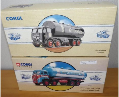 Corgi 2 x 1.50 scale 8 wheel tankers Guinness Foden and Pollock AtkinsonP&P group 2 (£20 for the first item and £2.50 for sub