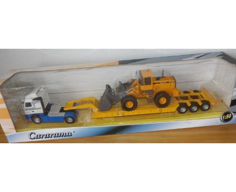 Cararama 1.50 scale Volvo and Lowloader Trailer and Volvo Face Shovel LoadP&P group 2 (£20 for the first item and £2.50 for s