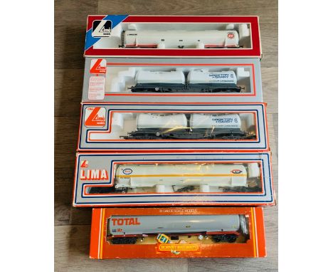 5x Assorted OO Gauge Tanker Wagons To Include: 2x Lima Croxton & Garry JCA, 1x Hornby 100 Ton Total, 2x Lima 100 Ton Procor T