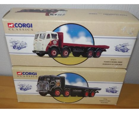 Corgi 2 x 1.50 scale Foden 8 Wheel Flatbacks Robsons and PickfordsP&P group 2 (£20 for the first item and £2.50 for subsequen