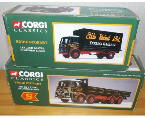 Corgi 2 x 1.50 scale Eddie Stobart Leyland Platform and ERF KV 8 wheel DropsideP&P group 2 (£20 for the first item and £2.50 