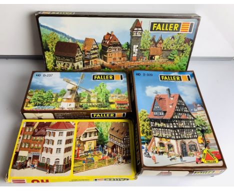 4x Faller HO Assorted Plastic Building Kits - To Include: B-931, B-939, 529, B-237. All Boxed - Contents Unchecked but Appear