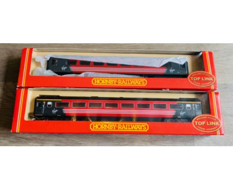 2x Hornby OO Gauge Virgin Livery Mk2 & Mk3 Passenger Coaches Including R4086 Composite Mk2 Coach No.5744 & R4096 Mk3 Coach No