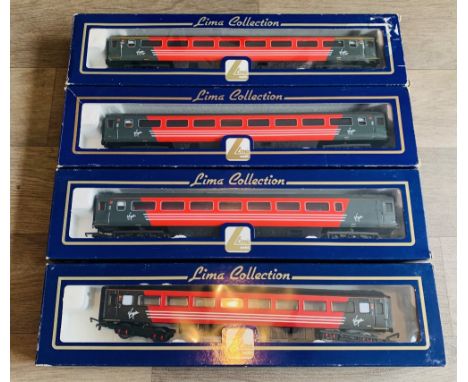 4x Lima OO Gauge Virgin Livery Mk2 & Mk3 Passenger Coaches - All BoxedP&P group 2 (£20 for the first item and £2.50 for subse