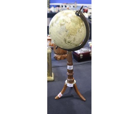 Globe on wooden stand, total H: 56 cm. Not available for in-house P&amp;P