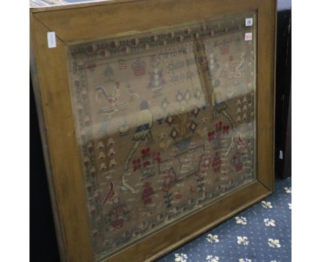 Large Victorian sampler by Gwen Howells age 12, 1852. Not available for in-house P&amp;P