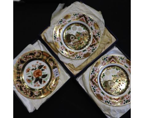 Royal Crown Derby boxed cabinet plates, Derby Pink Camellias, and two limited edition Christmas plates for the year 2000, D: 