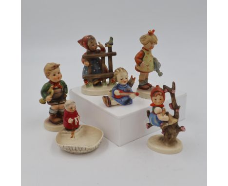 Six Hummel figurines, no chips or cracks. UK P&amp;P Group 2 (£20+VAT for the first lot and £4+VAT for subsequent lots)