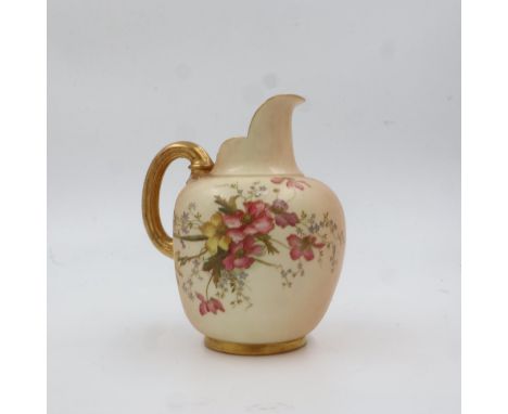 Royal Worcester Blush Ivory flat back jug, H: 18cm. UK P&amp;P Group 2 (£20+VAT for the first lot and £4+VAT for subsequent l