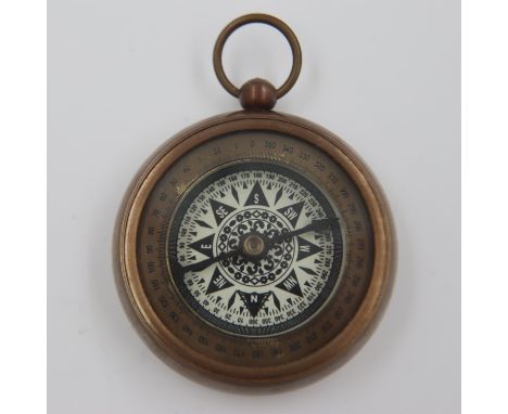 Reproduction brass compass marked for Henry Hughs London. UK P&amp;P Group 1 (£16+VAT for the first lot and £2+VAT for subseq
