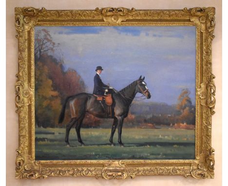 JOHN SANDERSON SANDERSON-WELLS (1872-1955); a large oil on canvas, 'Black Magic at Muckinger Wood', signed lower left, 76 x 9
