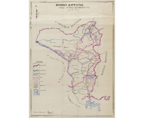 India.- Revindran Naix (R., Surveyor) District Kottayam Taluks, Devicolam and Udumbanghola, regional manuscript map, pen and 