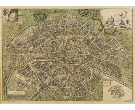 Paris.- Loosjes (Adriaan, publisher) Plattegrond van Parijs, Naar de Jongste Verdeeling in 48 Wyken, Dutch plan of Paris, wit