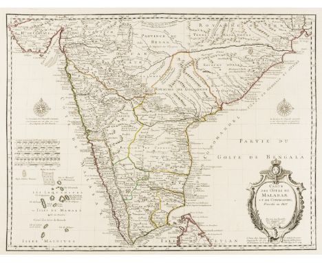 India.- De L'Isle (Guillaume) Carte des Cotes de Malabar et de Coromandel, map of Southern India and Northern Ceylon, that ex