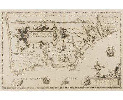 Portugal.- Algarve.- Waghenaer (Lucas Jansz) and Anthony Ashley. [The Kingdom of Algarve], decorative sea chart of the Algarv