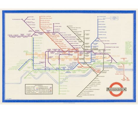 London Underground.- Beck (Henry C., "Harry") Map of London's Underground Railways, First Printed Edition, diagrammatic under