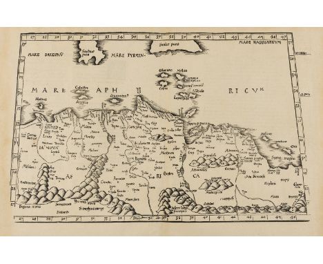 Africa.- Fries (Lorenz) Aphricae Tabula Secunda Continet Aphricam & Numidiam, Ptolemaic map of northern Africa, including par