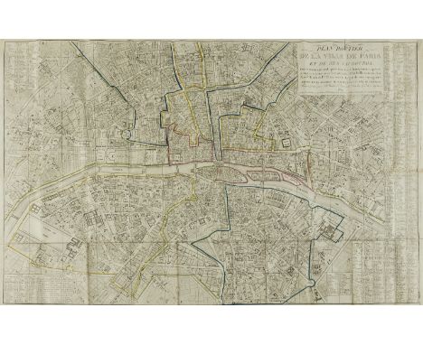 NO RESERVE France.- Esnault le jeune (Jacques) Plan Routier de la Ville de Paris et ses Fauxbourgs ..., detailed city plan of