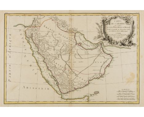 Arabian Peninsula.- Bonne (Rigobert) Carte de l'Arabie qui se divise en Arabie Pétrée, Deserte et Heureuse..., map covering m