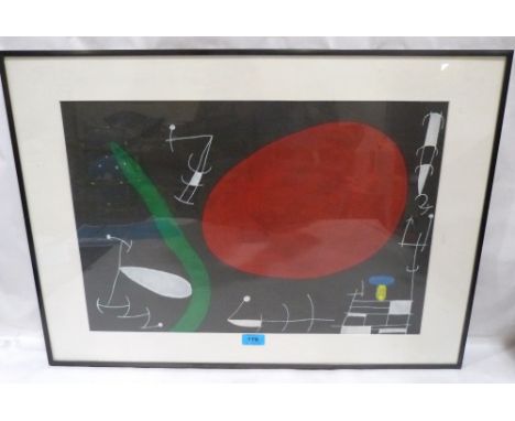 JOAN MIRO i FERRA. SPANISH CATALAN 1893-1983 Red Sun. 1967. Lithograph 14½' x 22'