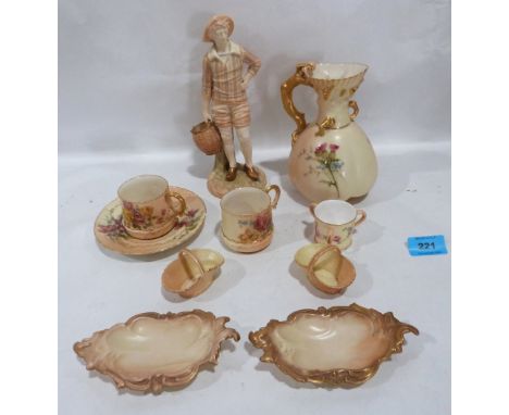 A collection of Royal Worcester blush ivory ceramics. Some damaged