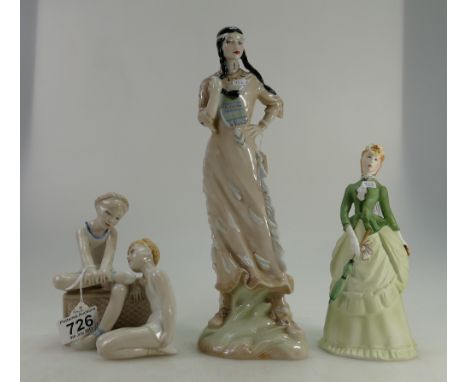 Royal Doulton Reflections figure, Ballet Class HN3134, Indian Maiden HN3117 (both seconds) together with Royal Worcester figu