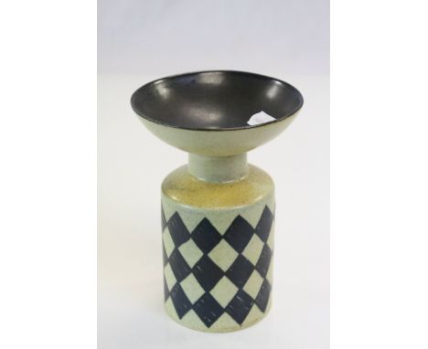1950/ 60's ceramic Candlestick with Chessboard pattern and marked "Arabia Made in Finland 8 - 1" to base