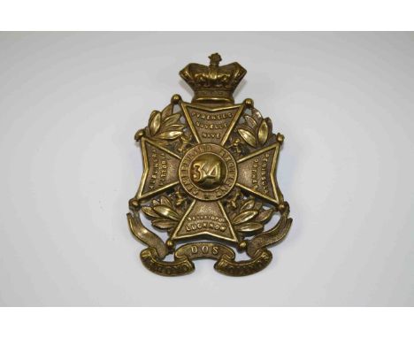 A Cumberland 34th Regiment Of Foot Glengarry Badge. The Design For This Brass Badge Is Similar To The Officers' Belt Plate Pr